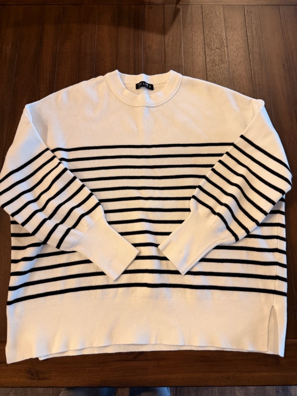 Classic Striped Crewneck Sweater in White and Black
